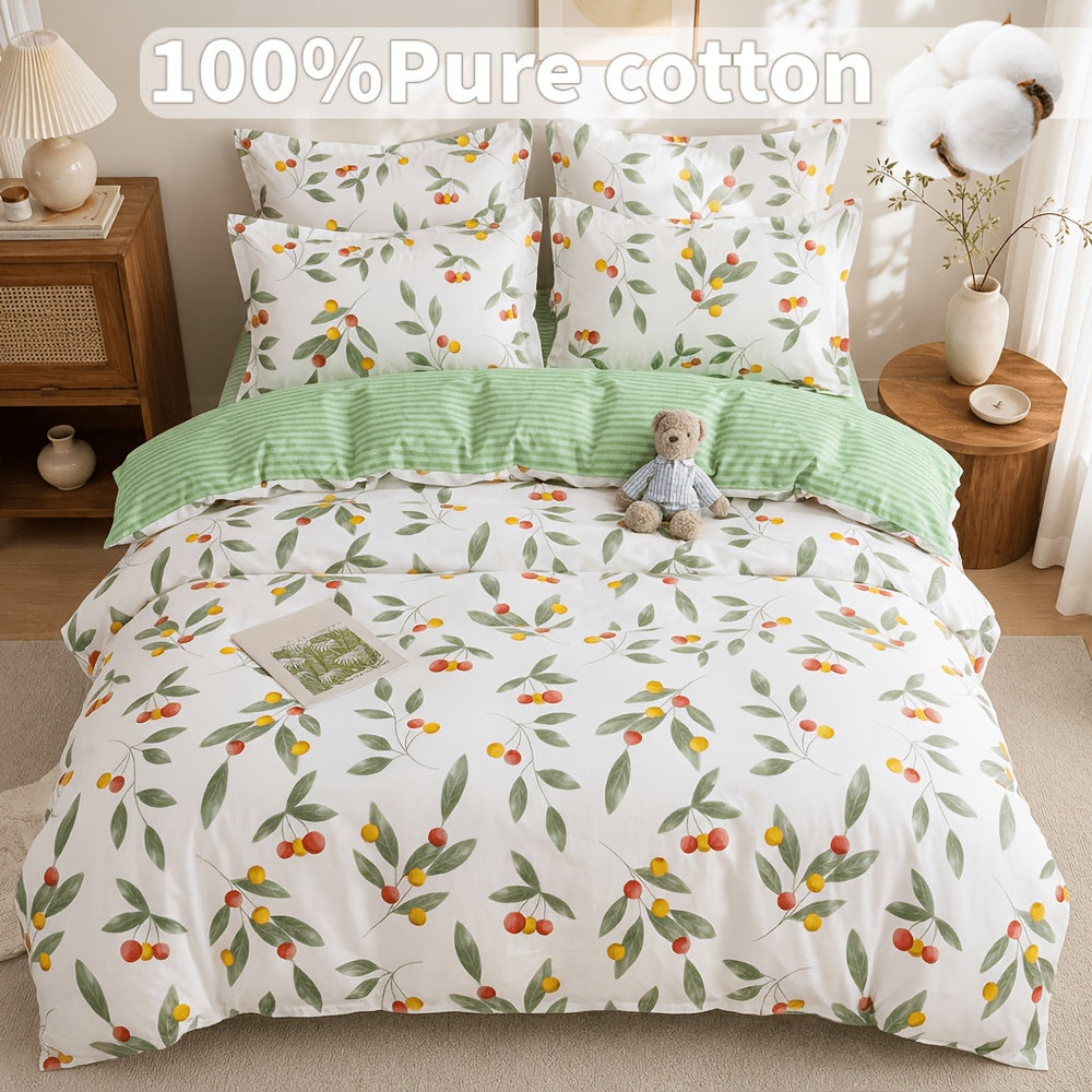 Parure de lit coton fleurie – Motifs champêtres réversibles