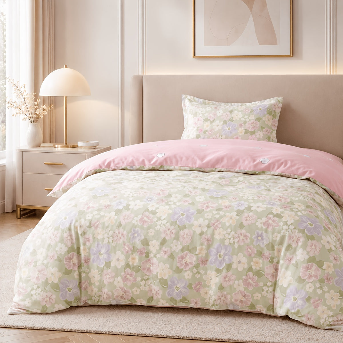 Taie d'oreiller Floral Rose Coton 50*75 / 135cm*200cm
