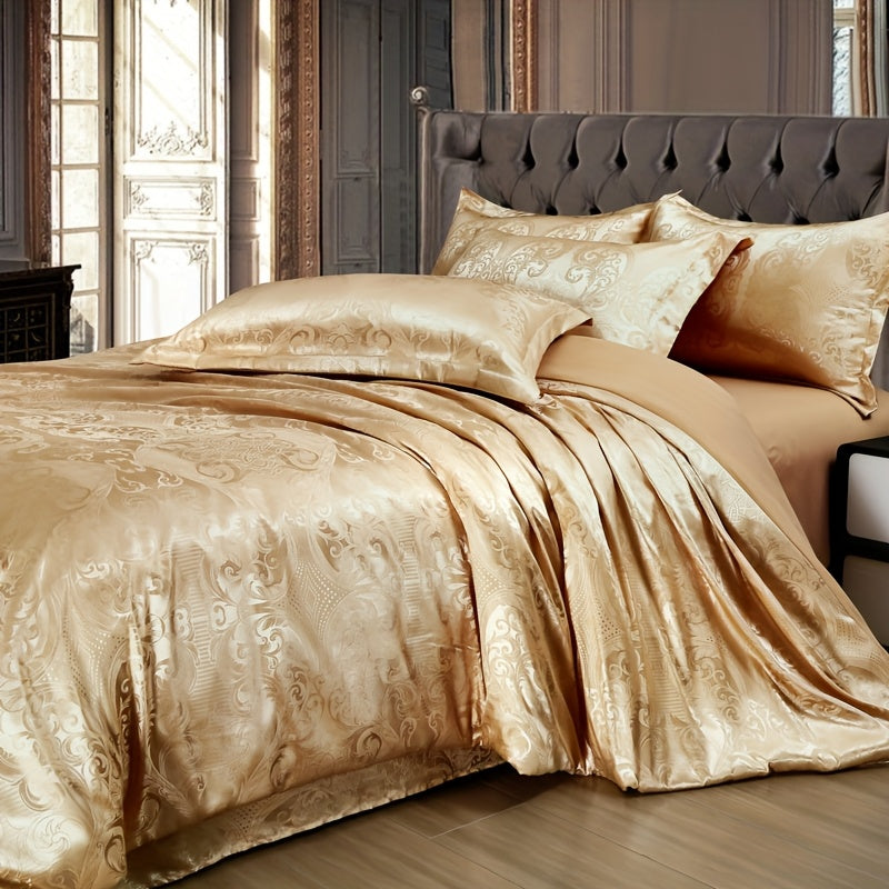 3 pices housse de couette en satin jacquard europen housse de couette douce et lisse  taies doreiller adaptes pour chambres et chambres damis lavable en machine 1 housse de couette  2 taies doreiller sans rembourrage