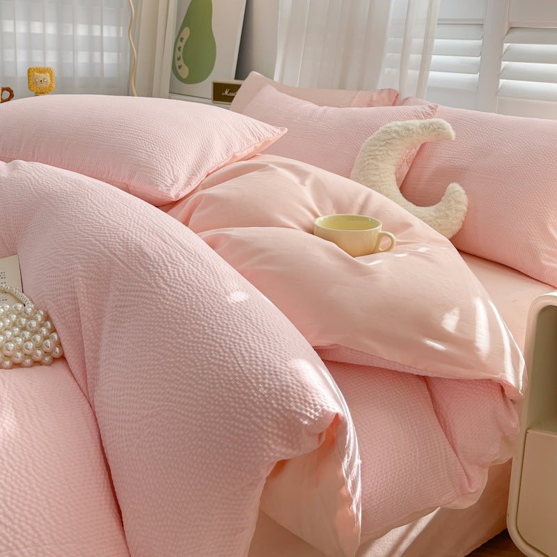 4 pices de literie en gaze  bulles ultradouce 1 housse de couette 1 drap et 2 taies doreiller  adapte  la chambre au dortoir  la chambre damis toutes saisons entretien facile
