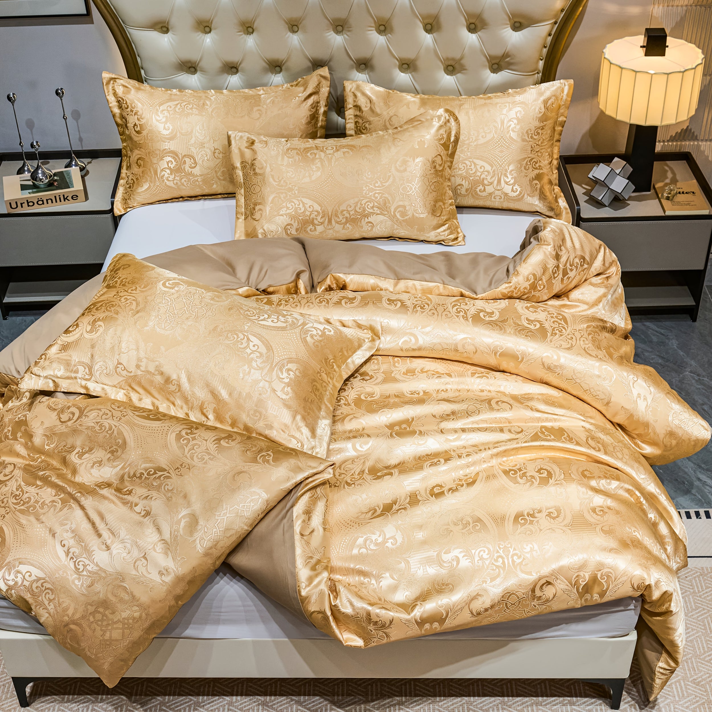 Ensemble de literie 3 pices style mariage europen satin jacquard de luxe housse de couette douce et confortable